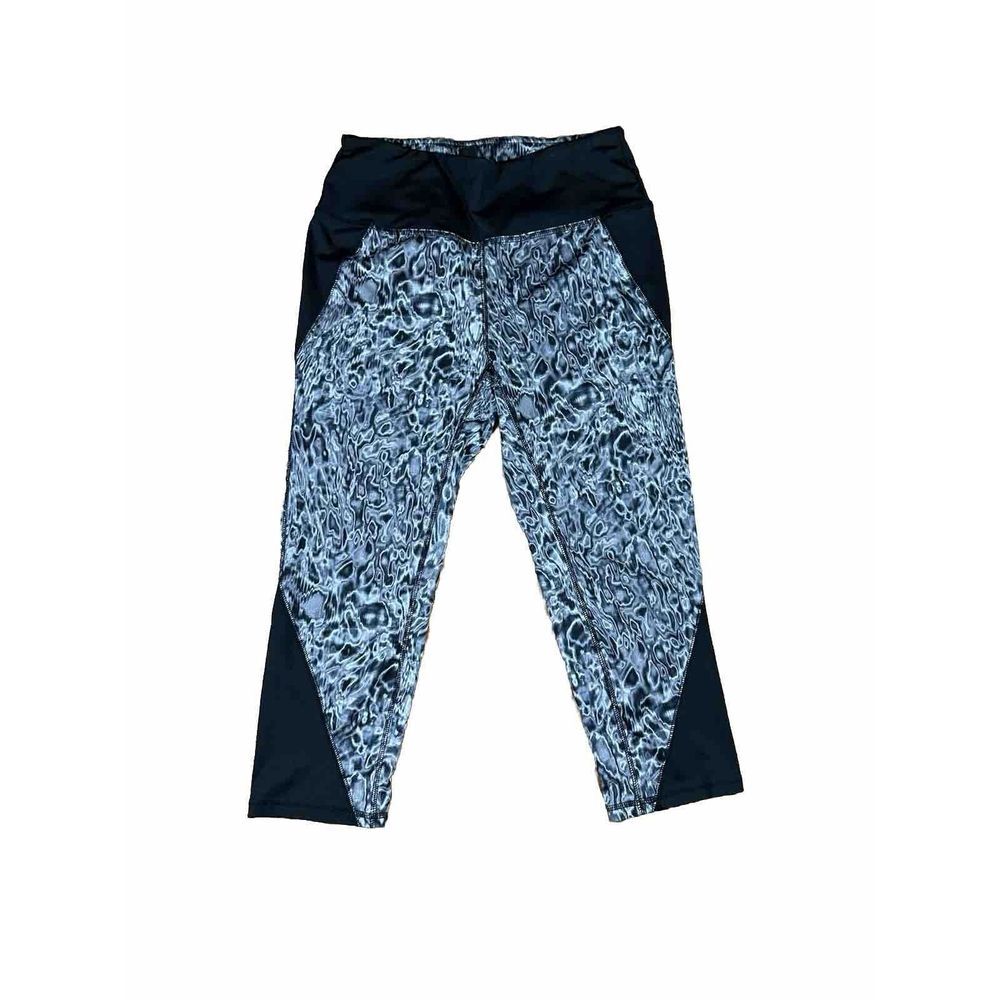 RBX Womens Black and White Floral Leggings Large